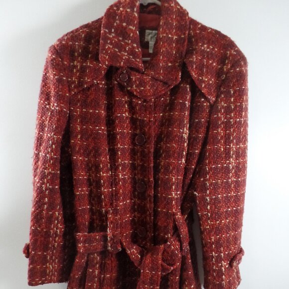 Charles Klein Womens P-Coat  Wool Blend Red 10P - Picture 1 of 6